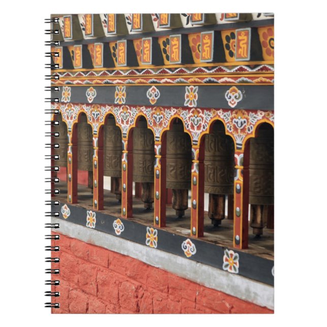 Prayer Wheels of the central square in Thimphu Notebook (Front)