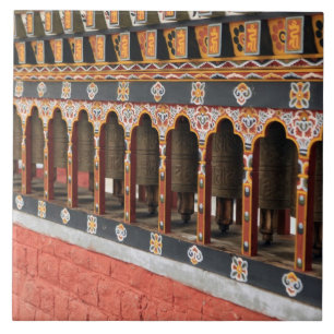 Prayer Wheels of the central square in Thimphu Tile
