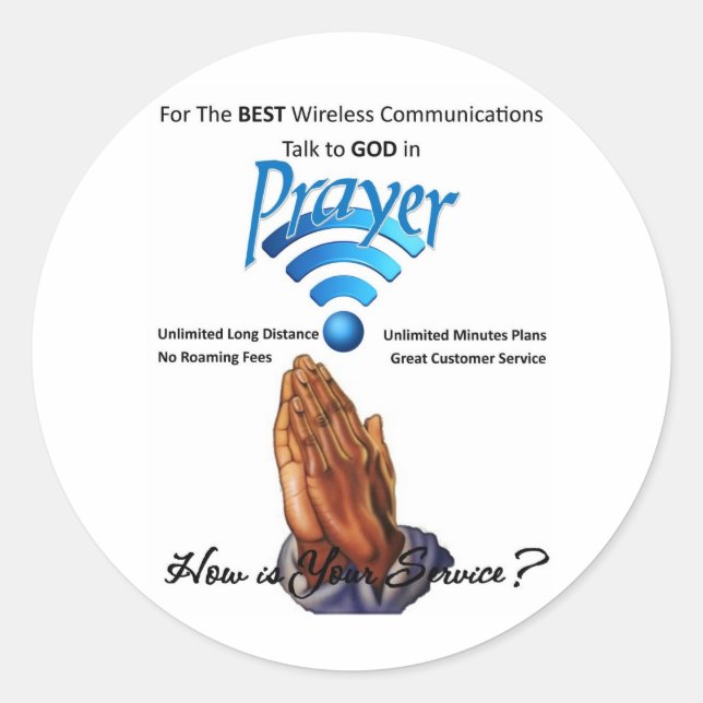 Prayer: Wireless Communication Classic Round Sticker (Front)