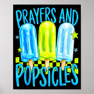 Prayers and popsicles cute christian summer kids poster