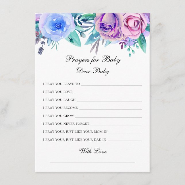 Prayers for baby. Floral wishes. Rose flowers pray Enclosure Card (Front)