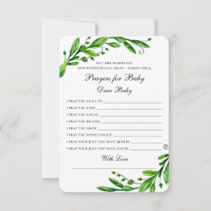 Prayers for baby. Green botanical wishes. Greenery Advice Card