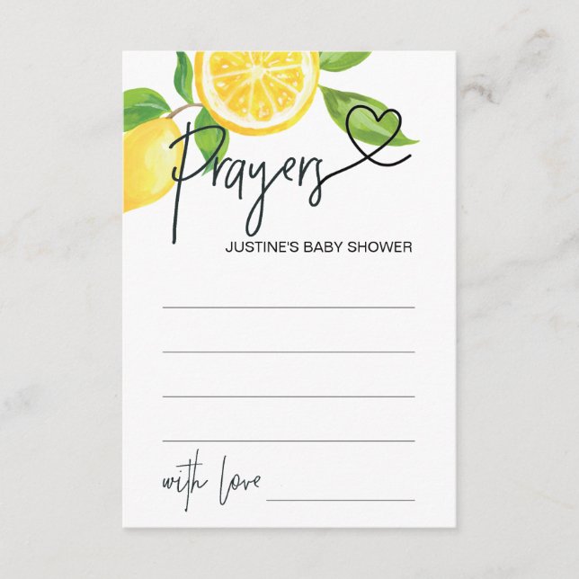 Prayers For Baby Shower Wish Card Summer Lemons (Front)