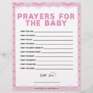 Prayers For The Baby [Luxury Lace [Pink]] Custom Letterhead
