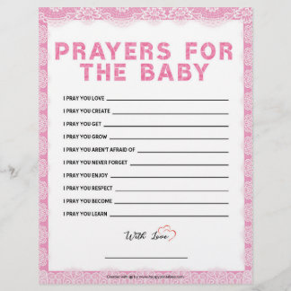 Prayers For The Baby [Luxury Lace [Pink]] Custom Letterhead