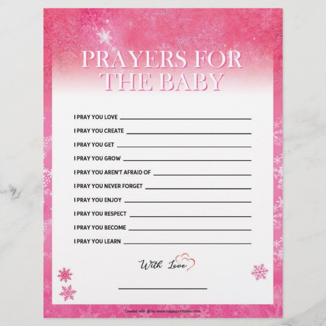 Prayers For The Baby [Snowy Pink] Custom Letterhead (Front)