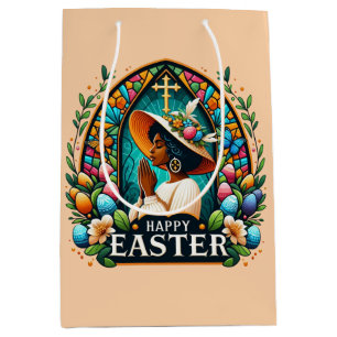 Praying African American Woman Religious Easter Medium Gift Bag