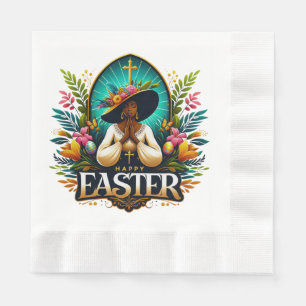 Praying African American Woman Religious Easter Napkin