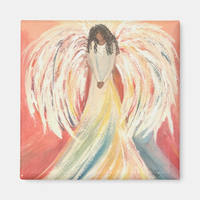 Praying Angel 2 Inch Square Magnet (Front)