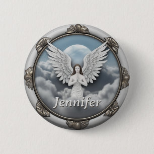 Praying Angel 6 Cm Round Badge