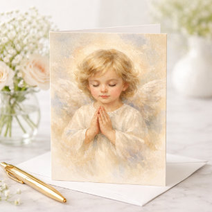 Praying Angel Child Watercolor Religious Card
