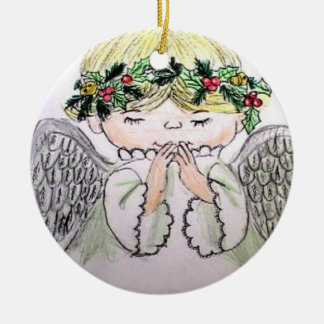 praying angel christmas ceramic tree decoration