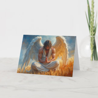 Praying Angel In Field Thanksgiving Holiday Card