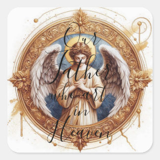 Praying Angel - Our Father Square Sticker