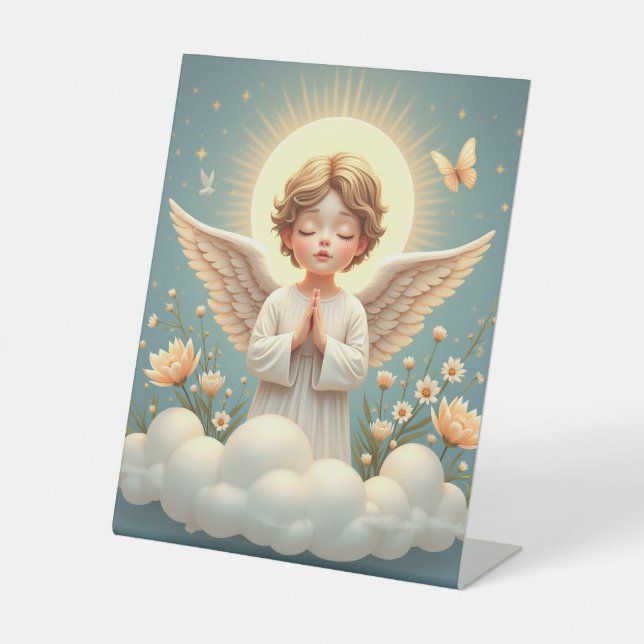 praying angel pedestal sign (Front)