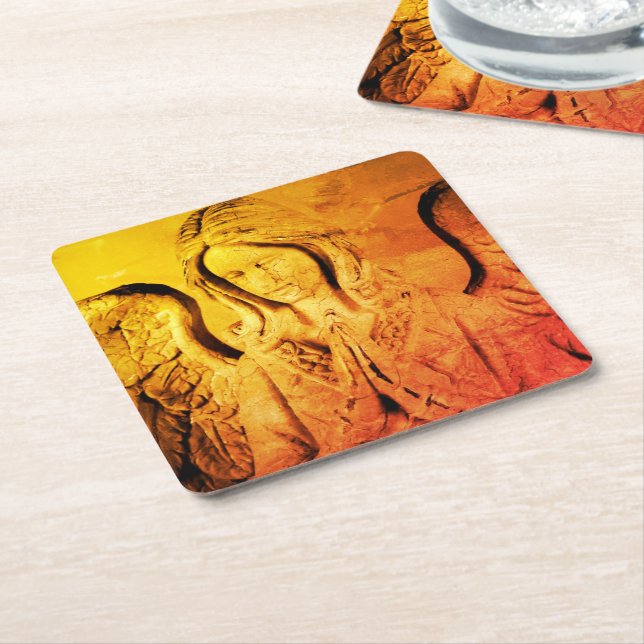 Praying Angel Square Paper Coaster (Angled)