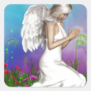 Praying Angel Square Sticker