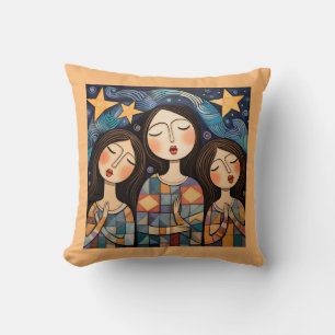Praying angels decor throw pillow decorative