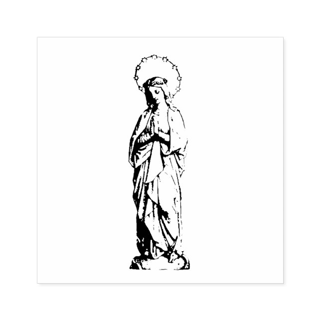 Praying Blessed Virgin Mary as Young Girl Rubber Stamp (Imprint)