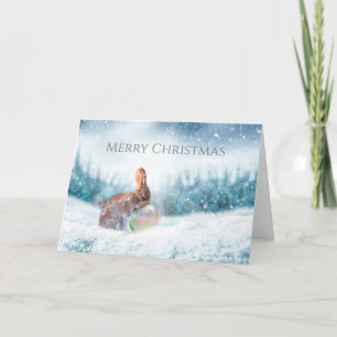 Praying Bunny Rabbit Christmas Holiday Card