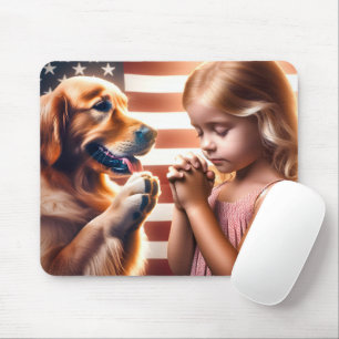 Praying Child And Golden Retriever Mouse Mat