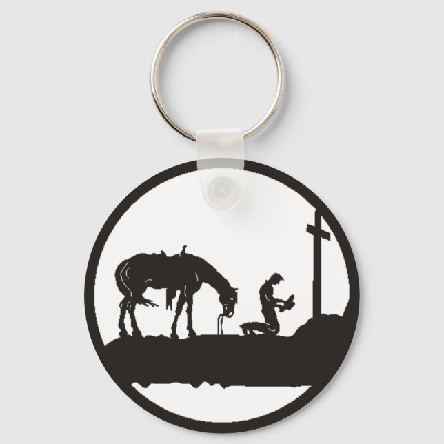 praying cowboy key ring (Front)