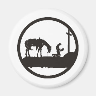 praying cowboy magnet