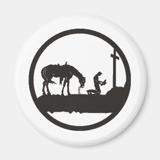 praying cowboy magnet
