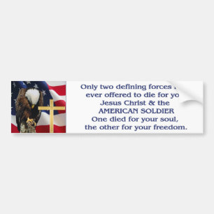 Praying Eagle American Flag Christian Cross Bumper Sticker