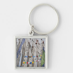Praying flag poles in mountain, Yotongla Pass 2 Key Ring