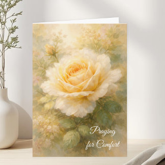 Praying for Comfort Christian Yellow Rose Sympathy Card