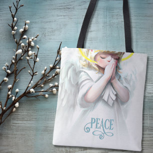 Praying for Peace Little Girl Angel Tote Bag