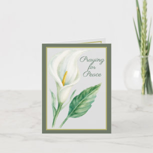 Praying for Peace White Calla Lily Encouragement Card