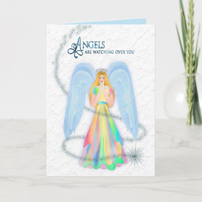 Praying For You Angelic Angel Greeting Card (Front)