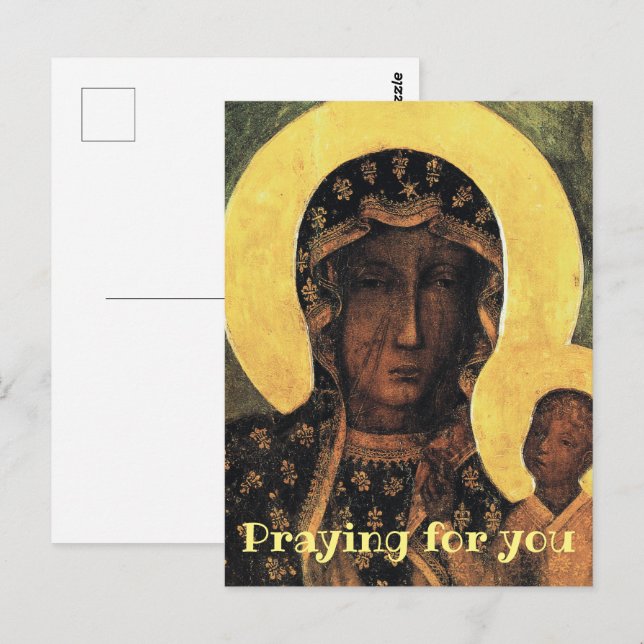 Praying for you Catholic Prayer Black Madonna Icon Postcard (Front/Back)