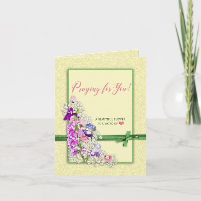 Praying for you - Garden Flowers - Note Card (Front)