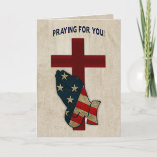 Praying for you, Military, Praying Hands/Flag Card