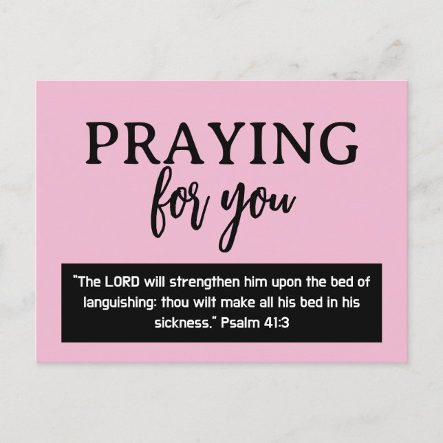 Praying For You Psalm Get Well Soon Postcard (Front)
