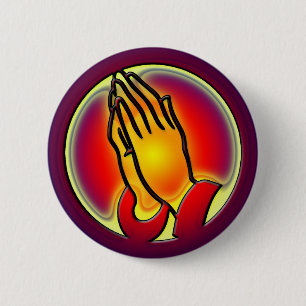 PRAYING HANDS 6 CM ROUND BADGE