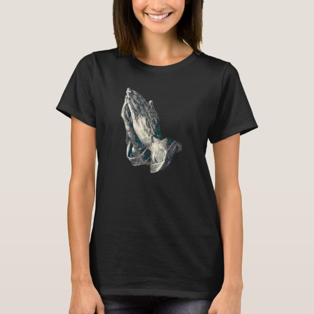 Praying Hands Amen Jesus 4 T-Shirt (Front)
