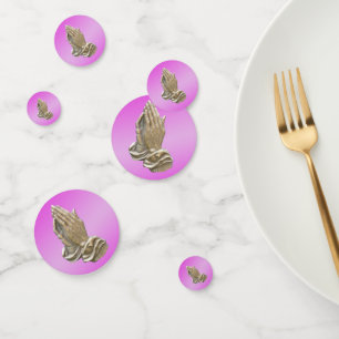 Praying hands baptism communion girls pink confetti