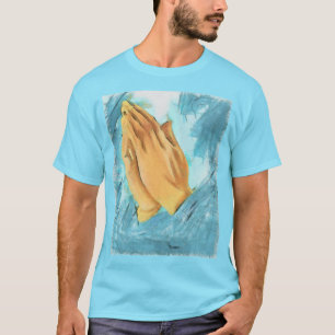 Praying hands (blue background) T-Shirt