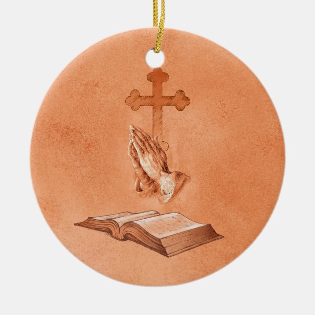 Praying Hands Ceramic Tree Decoration (Front)