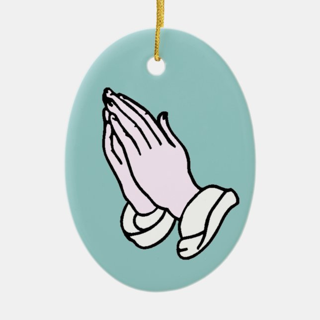 Praying Hands Ceramic Tree Decoration (Front)