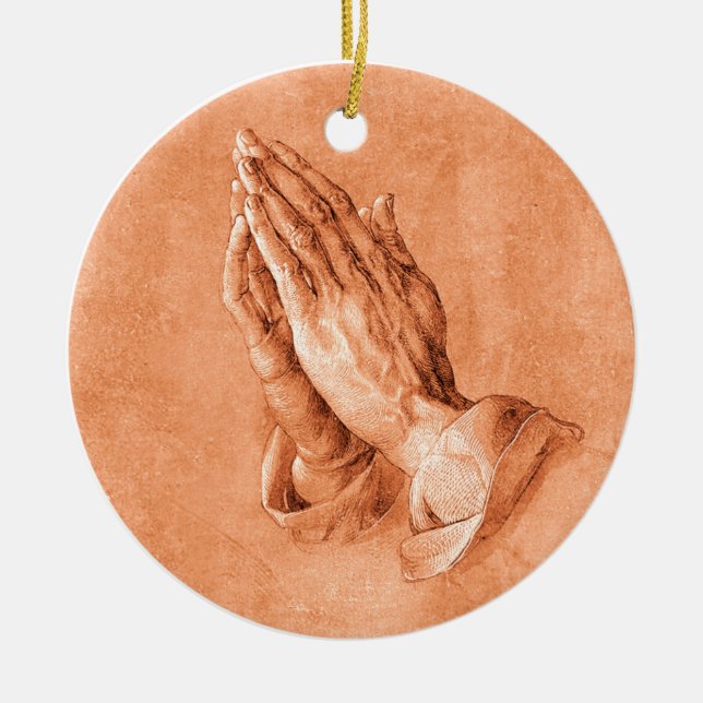 Praying Hands Ceramic Tree Decoration (Front)
