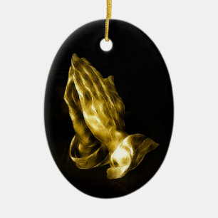 Praying hands ceramic tree decoration