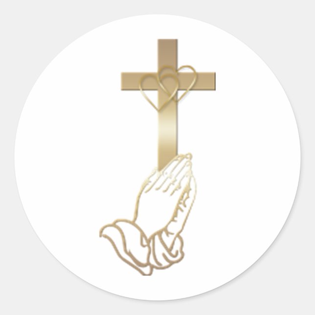 Praying Hands Classic Round Sticker (Front)
