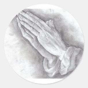 praying hands classic round sticker