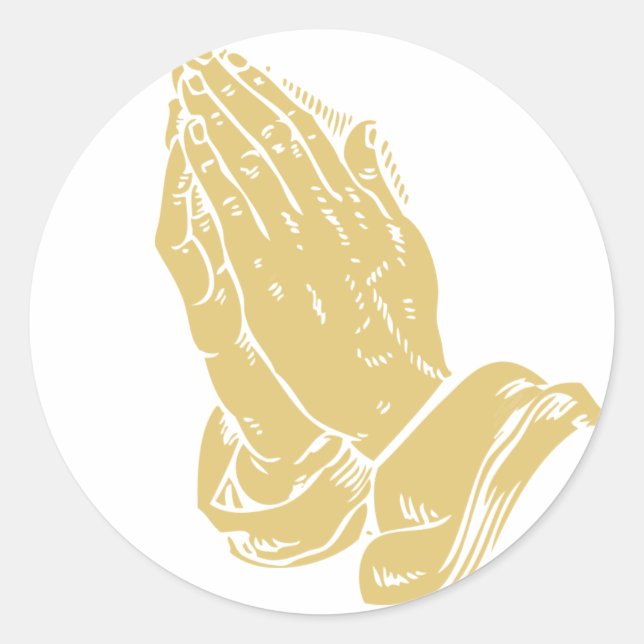 Praying Hands Classic Round Sticker (Front)
