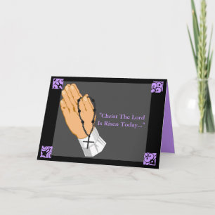 Praying Hands Cross Christ The Lord Is Risen Today Holiday Card